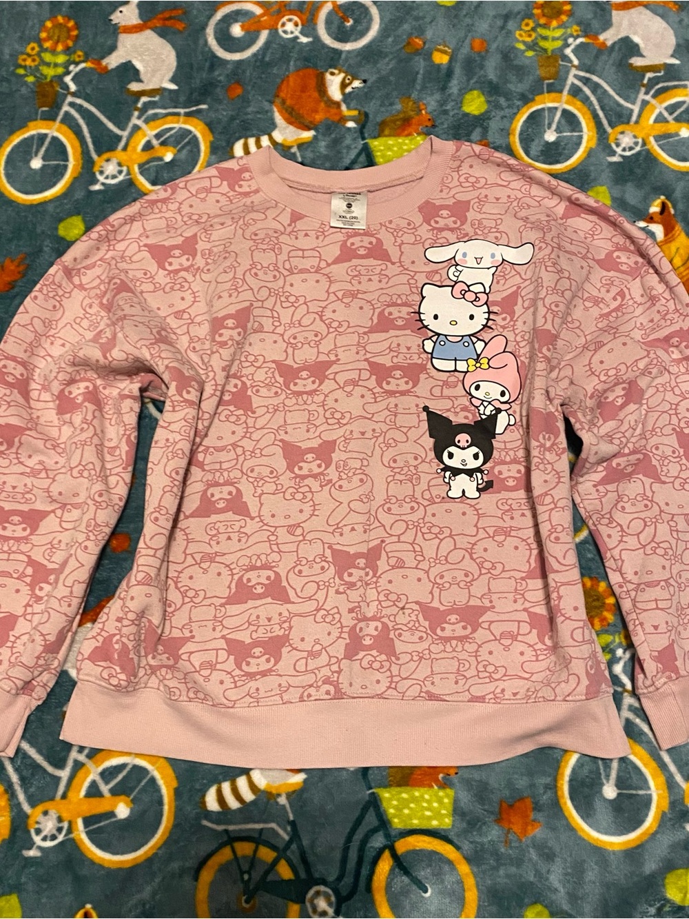 Pink Hello Kitty & Friends Graphic Sweatshirt AOP Crewneck Sanrio Women’s XXL